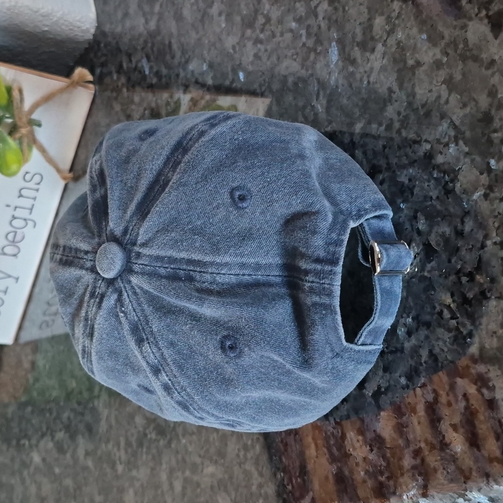 Womens Denim Baseball Cap with Heart Patch - Picture 4 of 5